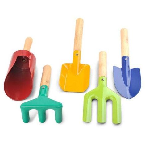 Lot de 8 outils de jardinage pour enfants Petit kit de jardinage Outils de jardinage Râteau Pelle Fourche pour sol Plantation Jardinage pour enfants Garçons et filles, (1/4)
