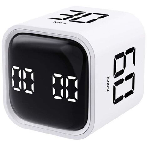Minuteur pour la technique Pomodoro - Minuteur - Minuteur numérique à compte à rebours - Minuteur cube rotatif - Minuteur à œufs - Minuteur blanc
