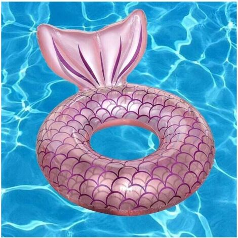 1 pièce de queue de sirène épaissie en PVC gonflable anneau de natation adapté pour la fête de la piscine de plage en plein air (1/4)