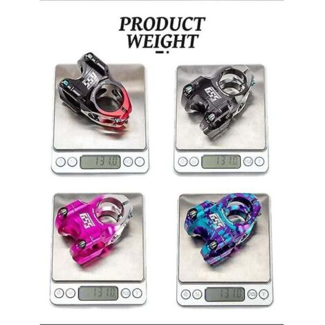 Potence de vélo 31,8 mm CNC guidon vélo ultra léger 0 degrés d'élévation Fr Am 28,6 mm pivot, rose-argent (1/3)