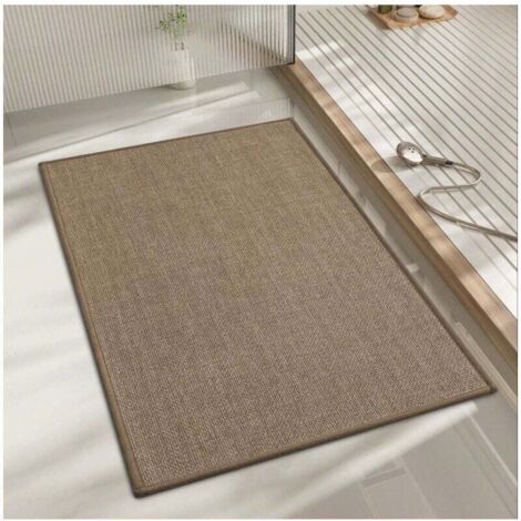 Tapis de bain, 40 x 60 cm, tapis de bain ultra-fin antidérapant, petit tapis de bain absorbant et séchage rapide pour le sol de la salle de bain (beige foncé, 40 x 60 cm) Décoration d'entrée