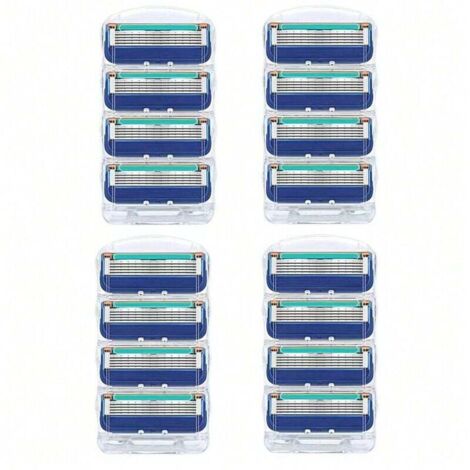 Boîte de remplacement de lames de rasoir pour hommes, 16 pièces, bleue (1/4)