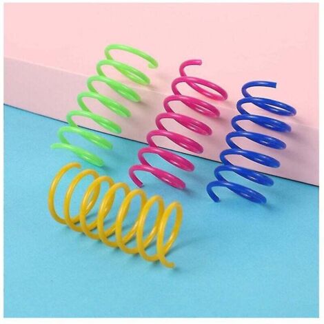 Lot de 120 jouets à ressort pour chats d'intérieur en plastique coloré qui attirent les chats et les jouets interactifs (1/3)