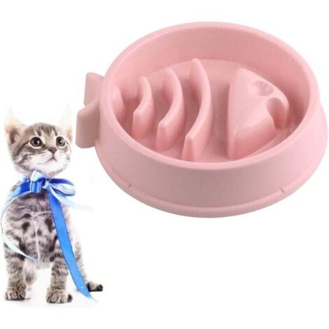 Gamelle d'alimentation Lente pour Chiens, Gamelle Anti-glouton pour Chien Chat de Petite et de Moyenne Taille - Forme en Arête de Poisson - rose
