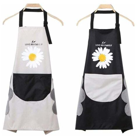 2 Pièces Tabliers de Cuisine Etanche, Réglable Cuisson à Domicile Tabliers, Tablier Réglable avec Poches, Tablier BBQ, Tablier de Cuisine, pour Cuisine Familial, Restaurant, Jardin, Barbecue-Fei Yu (1/4)