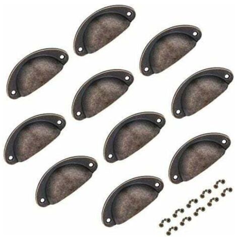 10pcs boutons de tiroir en cuivre poignées demi-lune poignées de tasse antiques pour boutons de meubles d'armoire avec vis 82x35mm (couleur 1)-Fei Yu (1/4)