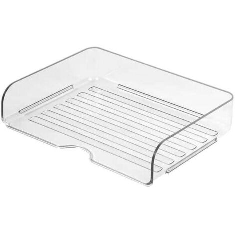 Porte-documents transparent empilable - Plateau de bureau - Porte-documents A4 - Plateau transparent - Organiseur de documents - Antidérapant - Lot de 2 (1/4)