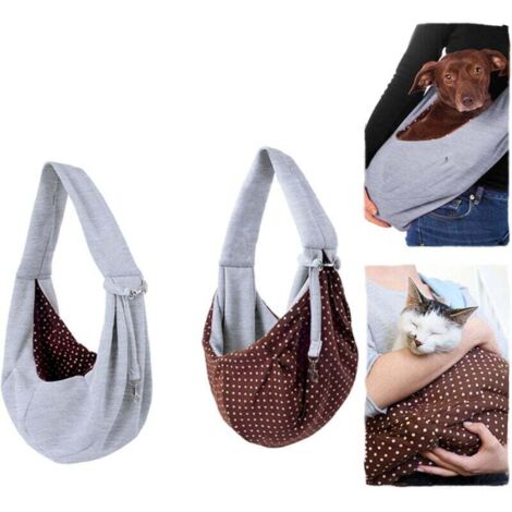 Sac de Transport pour Chat/Chien, Single-épaule Sling Sac de Transport pour Chien et Chat Animaux de Compagnie Sling Sac Transporteur Titulaire, Gris-Fei Yu (1/4)