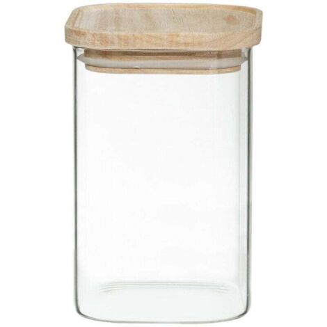 Lot de 4 bocaux de rangement en verre et bois couvercle hermétique empilable atmosphera