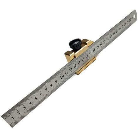 Jauge de marquage 30 cm, Trusquin à mortaise Règle de travail du bois avec bloc de positionnement (1/4)