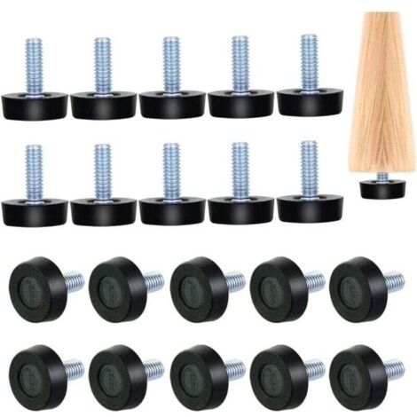 Lot de 22 pieds de nivellement - Réglables et de petite taille - Vis avec filetage M8 - 23 x 27mm - Idéaux pour meuble et chaise (1/4)