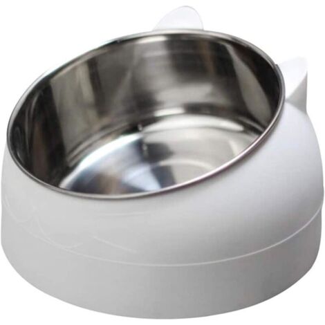 Gamelle multifonctionnelle en acier inoxydable pour chat, blanche, 200 ml (1/4)
