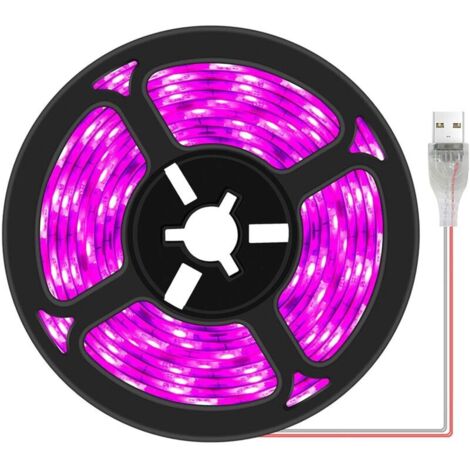 Bandes lumineuses LED pour la croissance des plantes, étanches, à spectre complet, pour plantes d'intérieur, succulentes, hydroponie, serre, jardinage, USB (3 m)