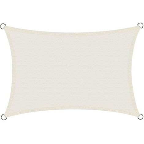 Voile d'ombrage rectangulaire imperméable 3x4m, toile d'ombrage PES résistante à l'eau, protection durable contre les rayons UV à 98% pour terrasse extérieure, blanc cassé 3x4 (1/4)