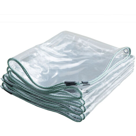 Bâche transparente imperméable avec œillets - 600 g/m² - Bâche de protection - Bâche en plastique PVC pour jardin extérieur - Épaisseur 0,5 mm (2 x 2 m) (1/4)