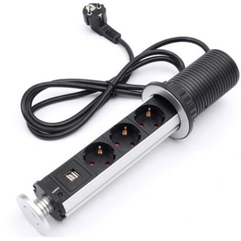 Prise électrique pour comptoir, bureau, piédestal, prise de table USB, prise de bureau cachée, norme européenne (3 prises) (1/3)