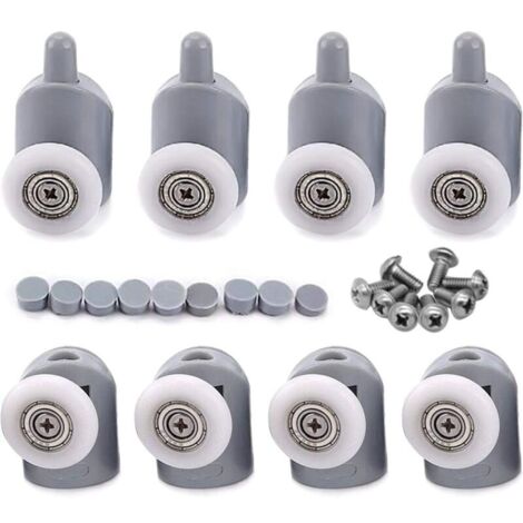 Roulettes réglables à double rouleau (8 pièces), pour porte de douche/salle de bain, 25 mm (1/4)