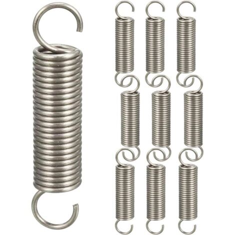 10 ressorts de tension à double crochet, ressorts de compression, assortiment de ressorts à crochet, 1,2 x 11 x 45 mm (1/2)