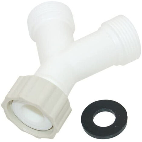 Écrou-union dérivé à 2 voies 3/4 pouce - raccord en plastique pour appareils sanitaires de 2 3/4 pouces (par exemple lave-linge ou lave-vaisselle) (1/4)