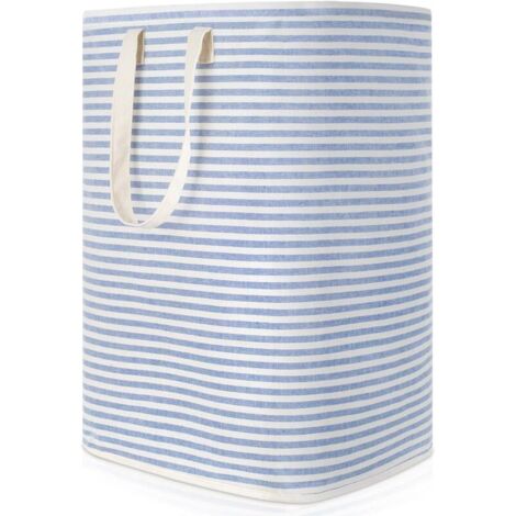 Panier à linge sale pliable en tissu imperméable de 72 L, grande capacité, bleu (1/4)