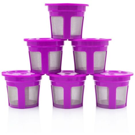 Lot de 6 capsules de café K-Cup rechargeables et réutilisables, compatibles avec les machines à café Keurig 2.0 séries K200, K300, K400, K500 et K600 (violet) (1/4)