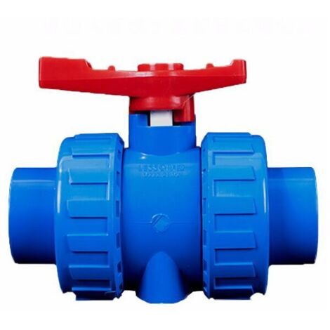 Vanne à bille en PVC, à 2 voies, à souder par solvant (colle) et BSP (filetage) pour raccord de tuyauterie d'alimentation en eau, DN15 (20 mm) (1/4)