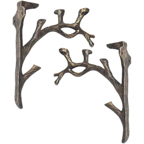 Supports d'étagère vintage (2 pièces), étagère carrée en fonte en forme de branche, artisanat ancien, support triangulaire décoratif créatif, étagère murale, support à fleurs (1/4)