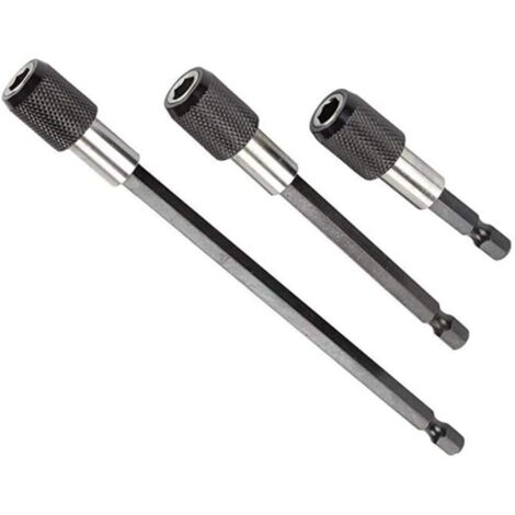 Jeu de 3 embouts de tournevis magnétiques à tige hexagonale de 60 mm, 100 mm et 150 mm pour vis, écrous et tous les tournevis et perceuses manuelles. (1/4)