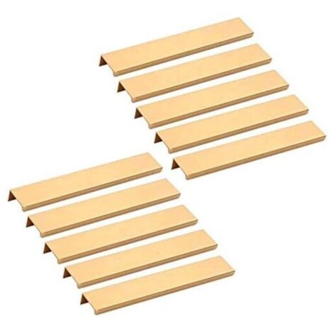Lot de 10 poignées invisibles pour meubles - Poignées dorées pour placards de cuisine et tiroirs, 160 mm (1/4)