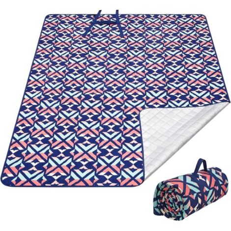 Couverture de pique-nique extra large, nappe imperméable, tapis anti-sable, isolation thermique, lavable en machine, dessous en aluminium, idéale pour le camping, les voyages, le parc et la plage, 150 (1/4)