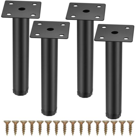 Lot de 4 pieds de meubles avec fixations métalliques pour meubles/tables/chaises/bureaux/cuisines/armoires/canapés (1/4)