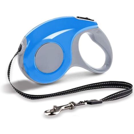 Laisse extensible pour chien, corde télescopique, convient aux chiens de petite et moyenne taille, 5 m, poids maximum 15 kg (bleu) (1/4)