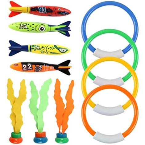 Jeu de Plongée sous-Marine 11 Pièces, Jouets de Piscine pour Enfants de 4 à 6 Ans, Jeu de Plongée sous-Marine, Jouets d'entraînement pour la Piscine