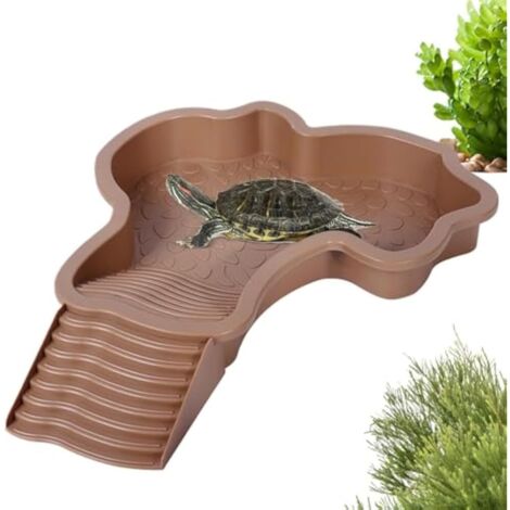 Terrestre Mangeoire, Plat d'eau Bassin pour Tortue de Piscine avec Rampe, Bol d'eau pour Reptiles avec Échelle, Bassin de Douche pour Terrasse (B)