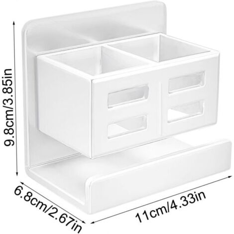 Étagères murales adhésives sans perçage pour salle de bain – 3 niveaux, blanc mat, fixation sécurisée sur carrelage ou miroir (1/3)