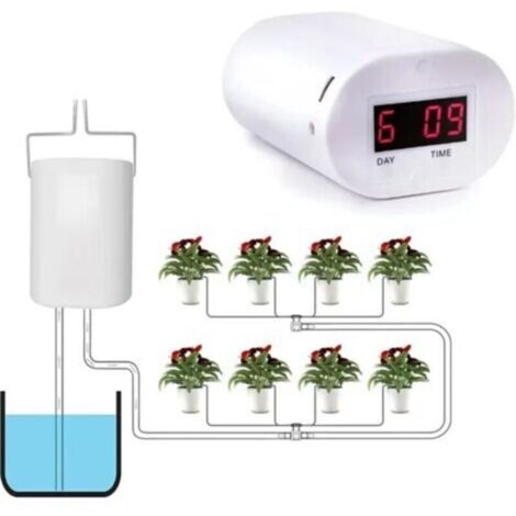 Arroseur automatique 8 sorties avec minuterie intégrée – Système d’irrigation goutte-à-goutte pour plantes et jardinières, sans marque