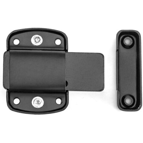 Serrure de porte en acier inoxydable avec pêne rotatif – Noir, grand modèle, universelle pour portes intérieures et extérieures (1/2)