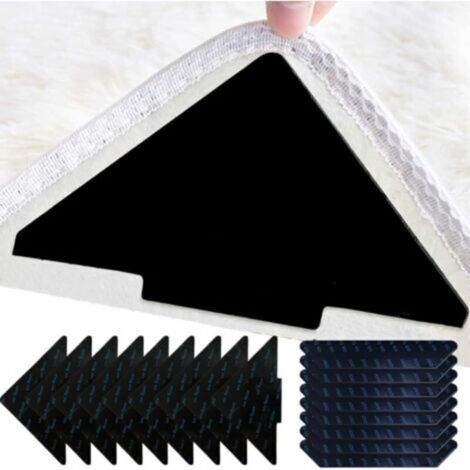 Tapis antidérapant réutilisable – 34 pièces, adhésif pour sols bois, stratifié, marbre et céramique – couleur noire (1/4)