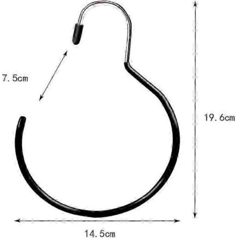 Cintres ronds pour foulards et cravates – Lot de 5, grande taille noire avec crochets et anneaux de suspension (1/3)