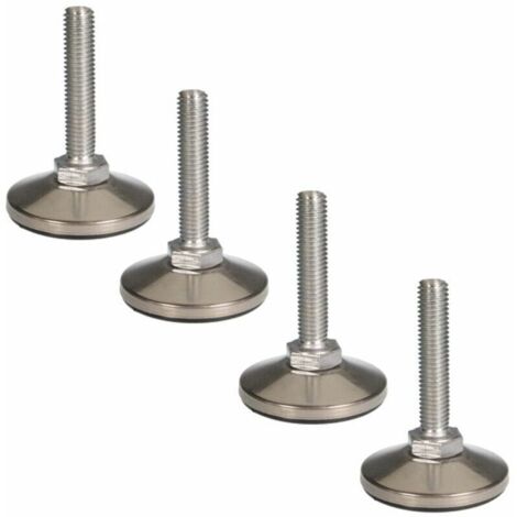 Pieds réglables en acier inoxydable M10 × 50 mm – Lot de 4 pour meubles, supports ajustables avec vis de blocage