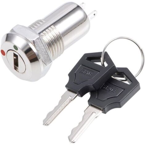Interrupteur à clé électrique NC, 11,5 mm, 2 positions, sans bouton-poussoir, modèle S1203 (1/3)