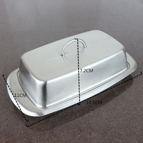 Beurrier avec couvercle en acier inoxydable – 19,5 x 11 x 7,2 cm – Argent – Design élégant et hermétique (1/3)