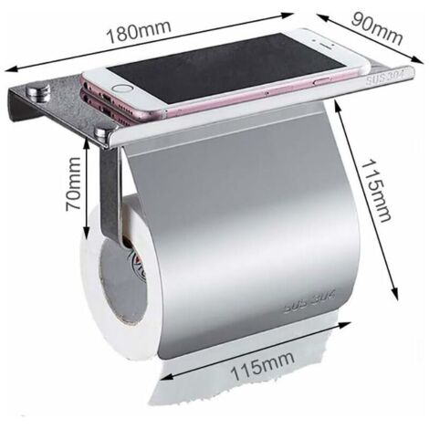 Porte-papier mural en acier inoxydable 304 avec étagère téléphone et plateau de rangement – Or rose (1/3)