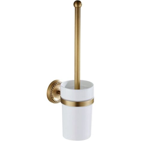 Brosse WC murale en laiton vieilli – Porte-brosse design pour salle de bain, accessoire élégant et résistant (1 pièce)