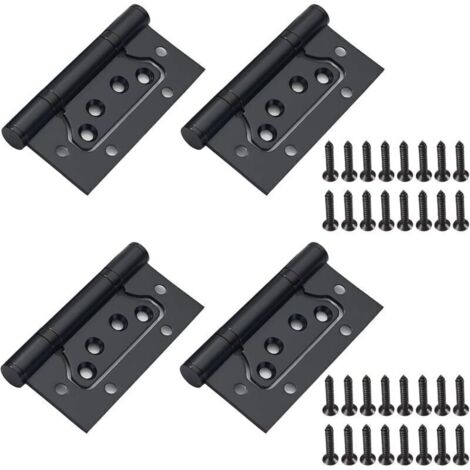 Charnières de porte pliante en acier inoxydable noir – Lot de 4 pièces, dimensions 100 x 50 mm, pour bois (1/4)