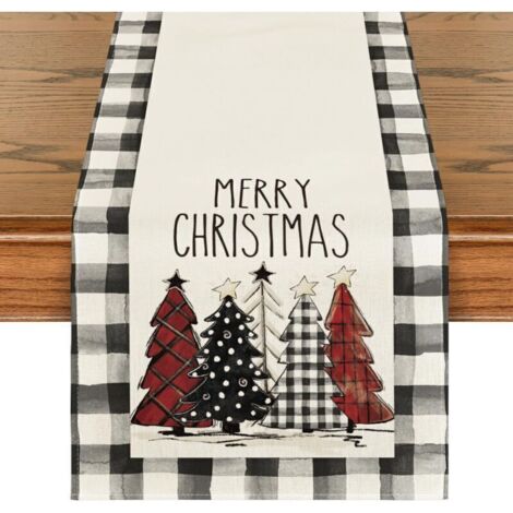 Nappe de table de Noël avec motif arbre de Noël – 13 x 72 pouces, idéale pour intérieur/extérieur, décoration festive hivernale (1/4)