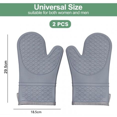 Gants de cuisine en silicone résistants à la chaleur – Lot de 2 avec doublure coton, imperméables et antidérapants, idéaux barbecue (1/3)