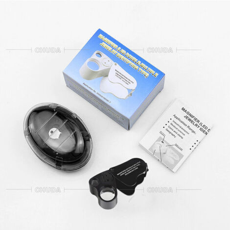 Loupe de bijoutier pliable avec éclairage LED 30×/60× – grossissement réglable pour pierres précieuses, pièces, timbres et bijoux (1/2)
