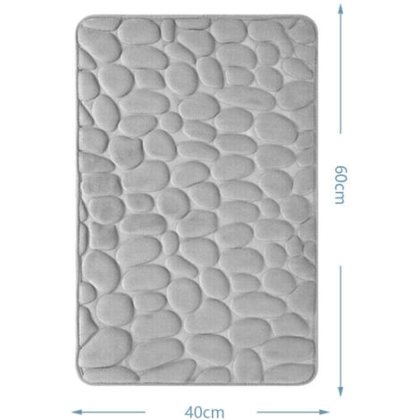 Tapis de bain antidérapant gris 40 x 60 cm en mousse à mémoire de forme, absorbant et lavable en machine (1/3)