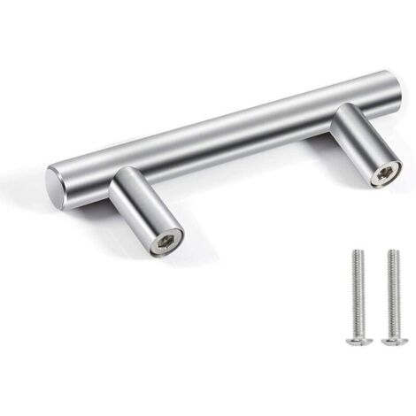 Poignées de meuble en acier inoxydable argentées, lot de 10 pièces, entraxe 64 mm, finition tirage moderne (1/4)